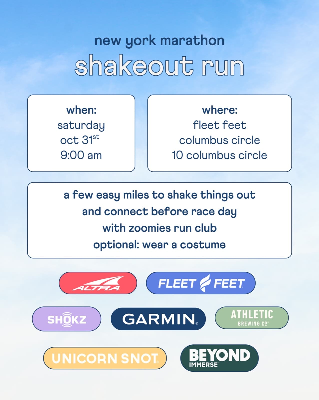 Cooldown x Zoomies Run Club NYC Marathon Shakeout
