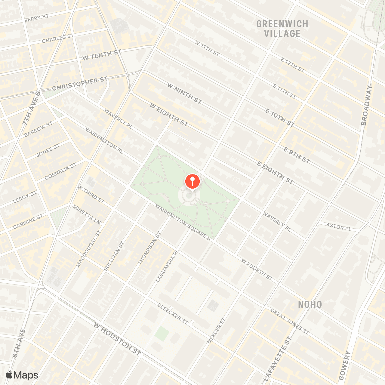 Map showing Washington Square Park