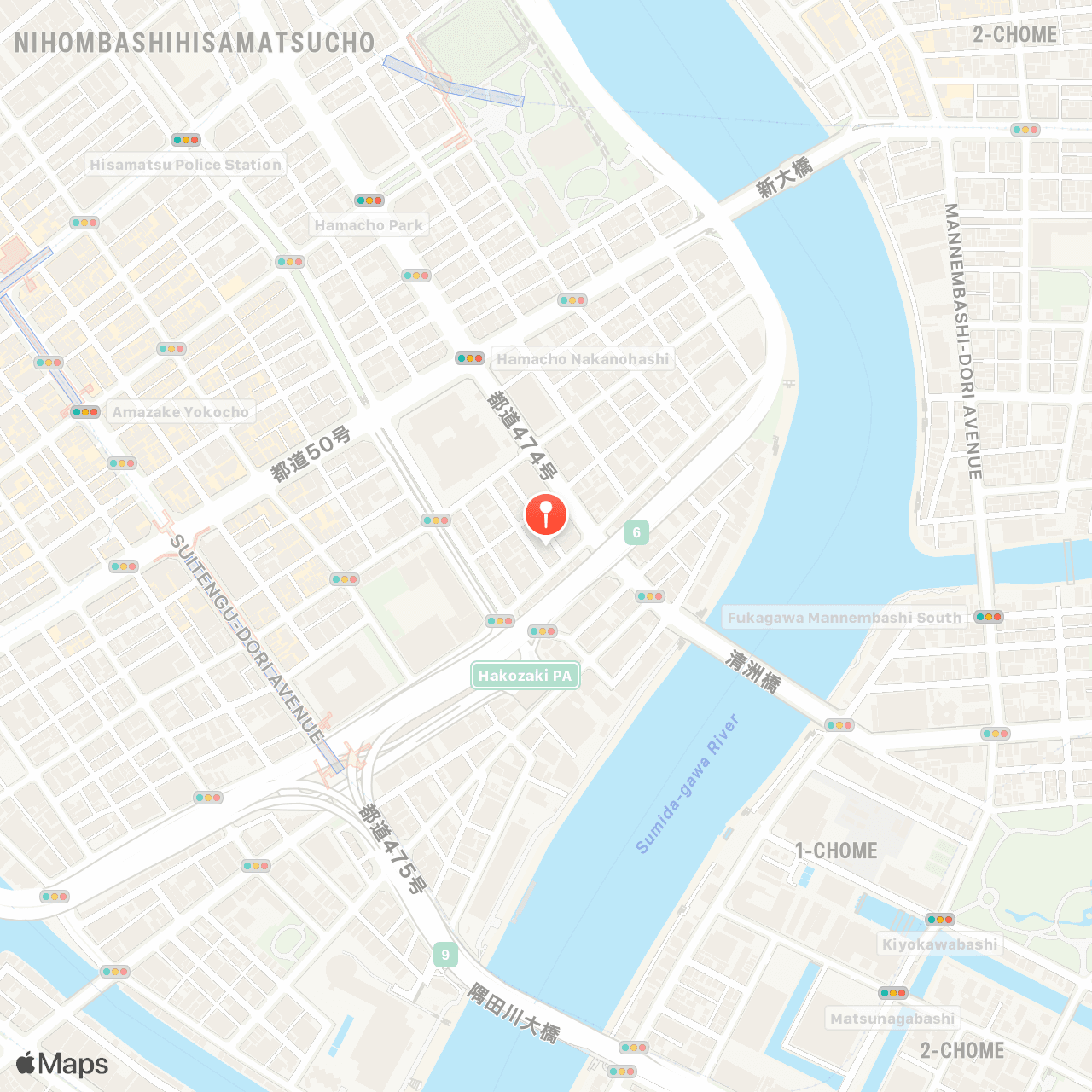 Map showing Totoken Nihonbashi Hamacho